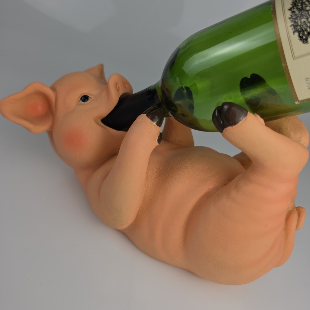DWK Swine Wine Pig Wine Bottle Holder Resin Figurine Kitchen Bar Decor